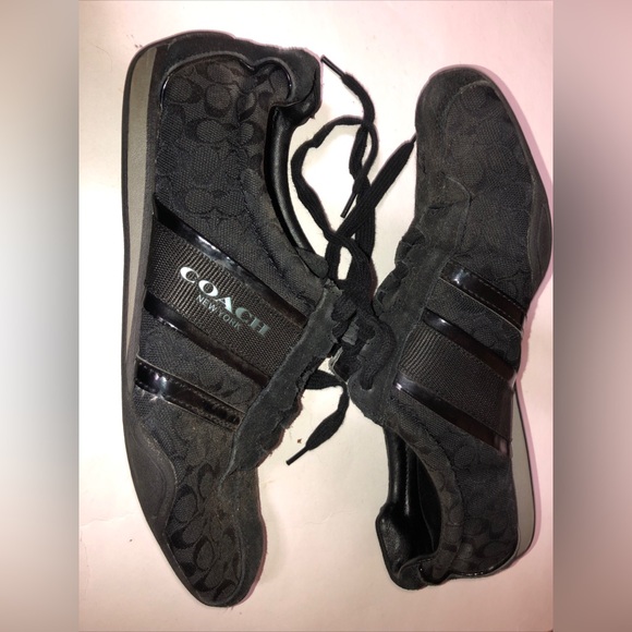 Coach New York Remonna Shoes Women’s Size 9 B Sneakers Lace Up Canvas Black - Picture 5 of 12